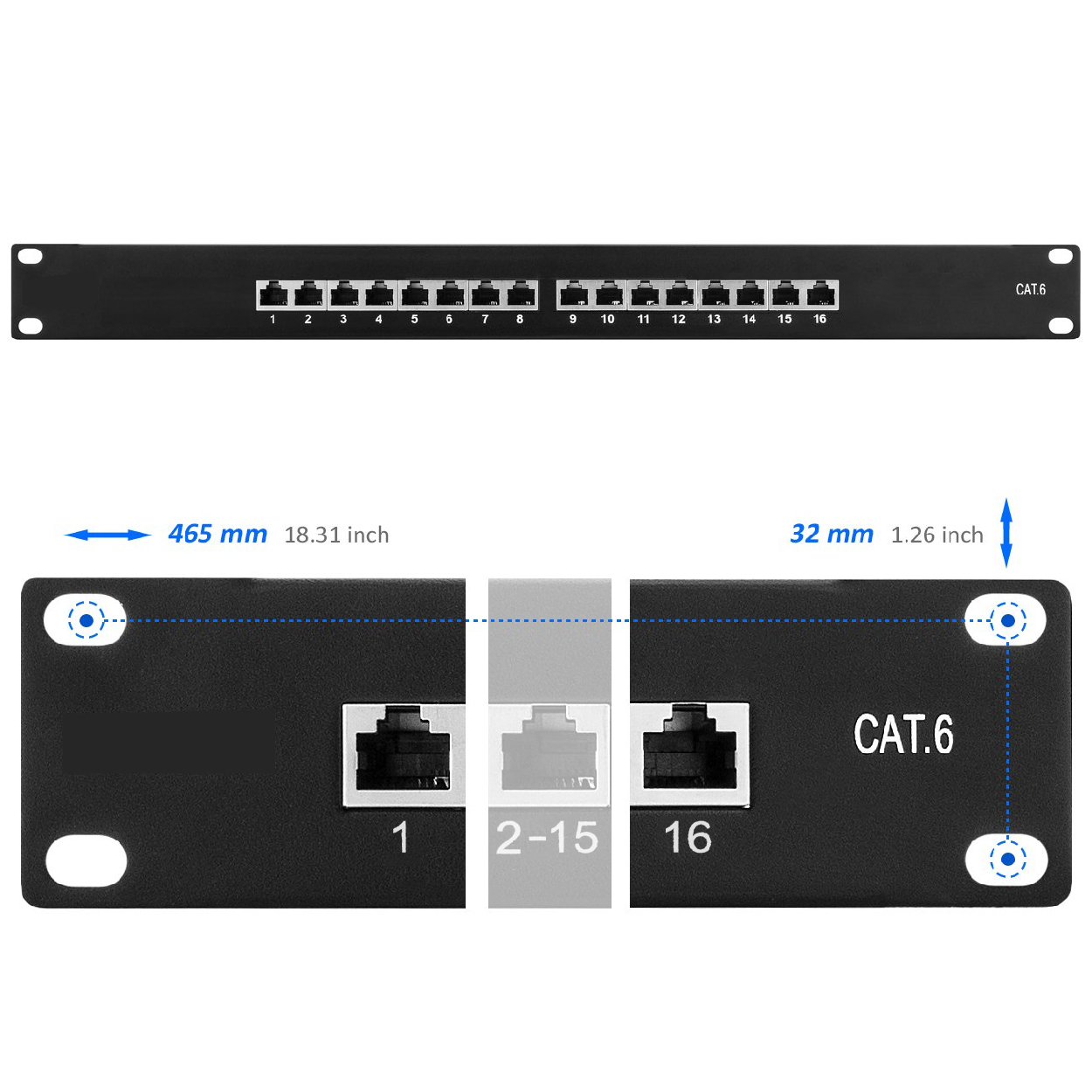 PATCH PANEL DE 16 PUERTOS - Imagen 3