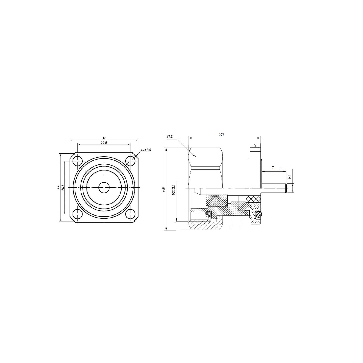 Conector de brida macho DIN - Imagen 3