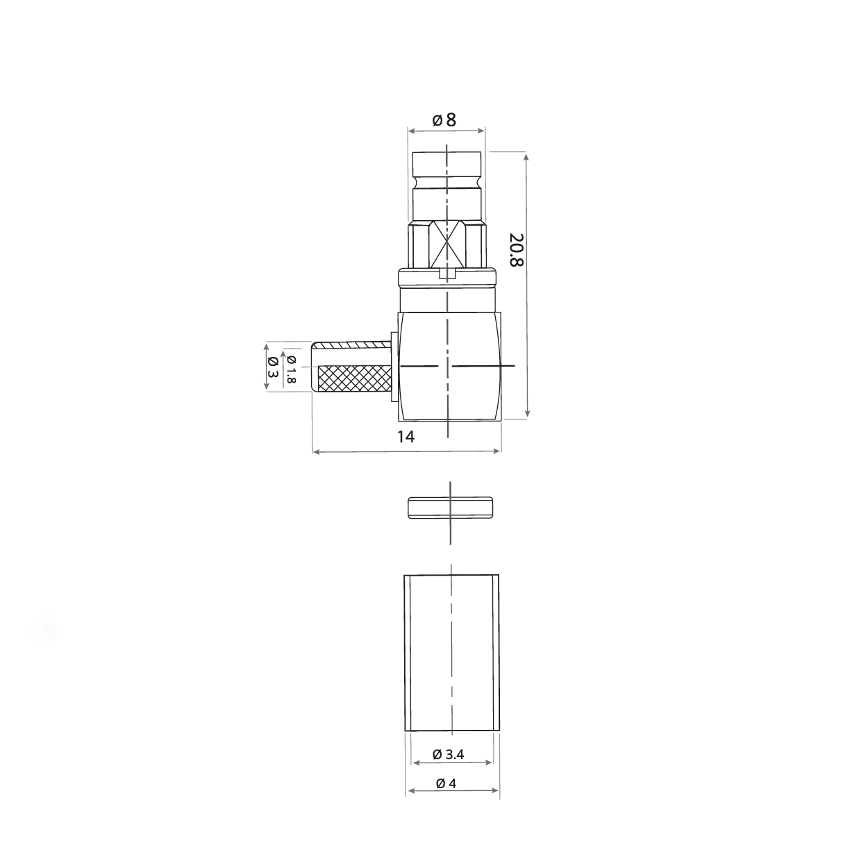 Male R / A connector 1.0 / 2.3 - Image 3